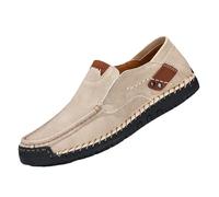 Scarpe sportive bianche da uomo in pelle scarpe casual di grandi dimensioni Penny Loafer Slip-on di sicurezza Scarpe da passeggio a mano Stitched Singole Scarpe traspiranti in pelle Casual, beige., 42