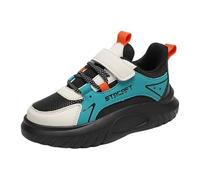 Scarpe sportive da corsa per ragazzi, con lacci, traspiranti, leggere, antiscivolo, da 4 a 12 anni, Nero , 28 EU