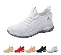 Scarpe sportive da donna bianche antiscivolo classiche alla moda Sneakers a rete comode Pretty scarpe sportive Slip on Intrattenimento leggere Barefoot con lacci mocassini casual per atletico jogging