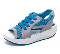 Scarpe Sportive da Donna con Suola Spessa in Rete,comode Scarpe Aperte con Punta Aperta,Sandali con Zeppa Traspiranti da Tennis, Sandali Passeggio Leggeri Casual Esterno,Blu,39 EU