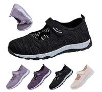 Scarpe sportive da donna in rete leggere, con suola morbida, per il tempo libero, traspiranti, da danza, per anziani, leggere, antiscivolo, leggere, comode, Nero , 36 EU