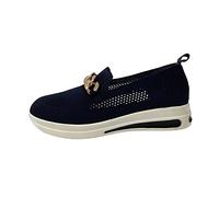 Scarpe sportive da donna leggere, slip on slip, scarpe primavera e inverno, scarpe da ginnastica in rete, traspiranti, comode, da corsa, da donna, Blu scuro, 40 EU