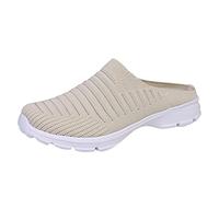 Scarpe sportive da donna leggere, traspiranti, in rete, antiscivolo, comode, da jogging, tinta unita, per tutti i giorni, con piedi larghi, per jogging, camminate, fitness, strada, per interni, beige