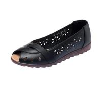 Scarpe sportive da donna ortopediche, Loafers da donna, in pelle, con piedi larghi, a bocca di pesce, da trekking, leggere, casual, eleganti, mocassini, antiscivolo, ballerine, Nero , 35 EU