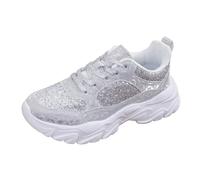 Scarpe Sportive da Donna Scarpe Da Ginnastica Glitter Scarpe da Corsa All'aperto Fitness Scarpe Escursionismo Scarpe Casual Sneaker Leggero Piatti, argento, 38 EU