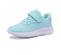 Scarpe sportive da ragazza con fondo spesso piatto, leggere, antiscivolo, con lacci, tomaia in rete, traspirante, confortevole, per bambini dai 5 ai 14 anni, 03 Verde Chiaro, 34 EU