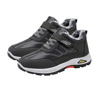 Scarpe sportive da uomo, casual, foderate in peluche, con gancio e anello, invernali, per passeggiate quotidiane e stile avventura all'aperto, Grigio, 40 2/3 EU