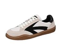Scarpe sportive da uomo, con suola piatta, da uomo, in rete, comode, da ginnastica, leggere, traspiranti, antiscivolo, con lacci, per il tempo libero, bianco, 40 EU