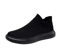 Scarpe sportive da uomo Coppia Moda Estate Nuovo Modello Semplice Tinta Unita Slip On Comodo Confortevole Mesh Traspirante Scarpa Vestito Scarpe Da Sneaker Scarpe per Uomo, Nero , 6 UK 3X-Narrow