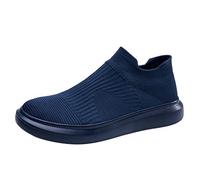 Scarpe sportive da uomo Coppia Moda Estate Nuovo Modello Semplice Tinta Unita Slip On Comodo Confortevole Mesh Traspirante Scarpa Vestito Scarpe Da Sneaker Scarpe per Uomo, Blu, 8.5 UK 3X-Narrow