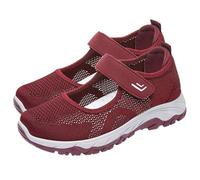 Scarpe Sportive Donna Piattaforma con Maglia Casual Passeggiata Sport Scarpe All'aperto Senza Lacci Moderno Casual Scarpe Da Trekking Basket Sneakers Traspirante Outdoor Fitness, rosso, 41 EU