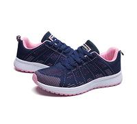 Scarpe sportive nere da donna - Sneaker da donna blu scarpe da ginnastica con suola piatta, comode scarpe da tennis ammortizzate per il tempo libero e la vita quotidiana, scarpe basse traspiranti e