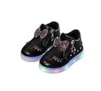 Scarpe sportive per bambini e bambine, con cristalli Bowknot LED, ricarica scarpe da bagno da donna con glitter, Nero , 26 EU