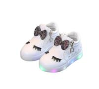 Scarpe sportive per bambini e bambine, con cristalli Bowknot LED, ricarica scarpe da bagno da donna con glitter, bianco, 24 EU