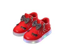 Scarpe sportive per bambini e bambine, con cristalli Bowknot LED, ricarica scarpe da bagno da donna con glitter, Colore: rosso, 25 EU