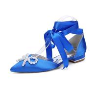 Scarpe Sposa Raso con Cinturino alla Caviglia, Ballerine a Punta Eleganti, Tacco Basso 2.5cm per Feste ed Eventi