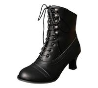 Scarpe Stivali invernali Donne Stivali Tacco Alto di Grandi Dimensioni Britanniche Stivali Corti con Tacco Spessore Stivali Moto Mid-Mollet Stivali invernali Neve Impermeabili, Le Noir, 39 EU Large