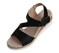 Scarpe Tacchi Comode Ciabatte Donna con Zeppa Sandali estivi da donna con tacco largo e plateau per donne in Europa e negli Stati Uniti nuovi fondo Scarpe Tela Sandali (Black 37)