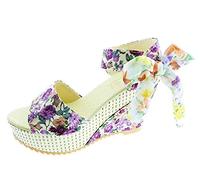 Scarpe Tacco Alto Donna Sandali Sexy Comodi Eleganti Colore Rosa Rose Floreale Zeppa Taglia 36 floreale suola stabile fashion estate camminata elegante