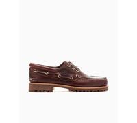 Timberland Authentics - Scarpe da barca classiche con 3 occhielli bordeaux in pelle pieno fiore-Rosso 45.5