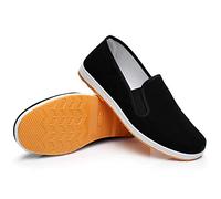 Scarpe Tradizionali Cinese di Kung Fu Scarpe di Tela Scarpe di Stoffa Antiscivolo della Vecchia Pechino Scarpe Tai Chi Suola di Gomma Adatte per Uomo e Donna Giallo (260mm EU42)