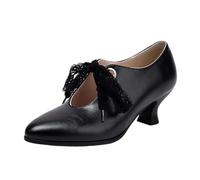 Scarpe tradizionali da donna Dirndl, scarpe alte per l'Oktoberfest, comode scarpe estive, eleganti scarpe estive, scarpe da matrimonio, tacco alto, altezza del tacco perfetta di 6 cm, Nero , 41 EU