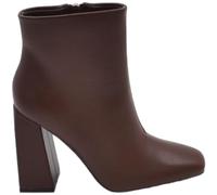 Scarpe Tronchetto Donna con Tacco Alto 10cm Largo alla Caviglia a Punta Quadrata Marrone Zip Laterale Aderente (37 EU)