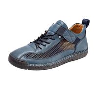 Scarpe unisex di grandi dimensioni, alta rete, leggere, traspiranti, alla moda, ortopediche, con lacci, piatte, con plateau, Blu, 43 EU