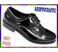 SCARPE UOMO CLASSICHE ELEGANTI francesine vernice pelle eco nero blu VV