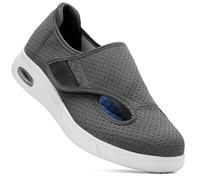 Scarpe Uomo con Strappo Estive Ortopediche Sanitarie Diabetici Pantofole per Anziani Donna Piedi Gonfi,Grigio,40.5 EU