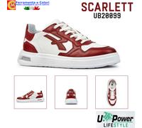 Scarpe Uomo U-POWER Scarpa Sneakers Pelle Bianco Amaranto Sportive Casual Comode