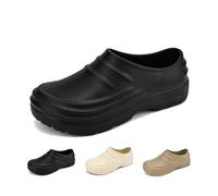 Scarpe Zoccoli Cuoco Antiscivolo, Scarpe da Cuoco Larghe da Uomo Leggere Impermeabili Antiscivolo E Resistenti All'olio, Stivaletti Lavoro per Servizio All'aperto, per Giardino, Interno(Black,48 EU)