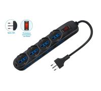 Scarpetta Multipresa con Interruttore ON/OFF Nera 4 + 8 Prese