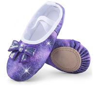 Scarpette da Ballo in Pelle Lucida for Bambine, con Suola Divisa e Senza Lacci, for esercitarsi nelle più Piccole(29)