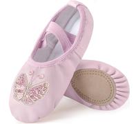 Scarpette da Ballo Scarpe da Danza Classica for Ragazze in Pelle Pantofole da Yoga Senza Lacci con Suola Divisa for Ballare(Color2,27)