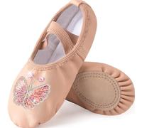 Scarpette da Ballo Scarpe da Danza Classica for Ragazze in Pelle Pantofole da Yoga Senza Lacci con Suola Divisa for Ballare(Color1,28)
