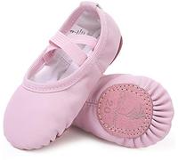 Scarpette da Danza Classica in Pelle Scarpe da Ballerina Mezza Punta Suola Spezzata per Bambina Ragazze e Donna Rosa 31