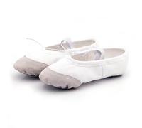 Scarpette Danza Classica Bambina Ballet Canvas Dance Shoes Leather Head Soft Sole Slipper for Kids Toddler Adult Women Slippers for Dancing(White,28)