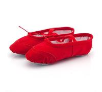 Scarpette Danza Classica Bambina Ballet Canvas Dance Shoes Leather Head Soft Sole Slipper for Kids Toddler Adult Women Slippers for Dancing(Red,27)