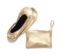 Scarpette Danza Classica Bambina Ballet Flats Women's Foldable Portable Soft Sole Roll Up Slippers Slip On Comfy Dancing Flat Shoes with Bag for Travel Wedding(Light Blonde,36)