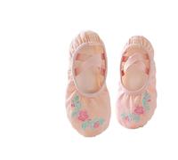 Scarpette Danza Classica Bambina Ballet Shoes Embroider Kids Dance Slippers Split Sole Gymnastics Dancing Pink Classical(Flesh-2,28)
