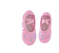 Scarpette Danza Classica Bambina Ballet Shoes Embroider Kids Dance Slippers Split Sole Gymnastics Dancing Pink Classical(Pink-1,35)
