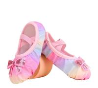 Scarpette Danza Classica Bambina Ballet Shoes Rainbow Sequin Dance Slippers Gradient Glitter Performance Daily Practice 25-36 Wear-Resistant Cat Claw Sole(36)