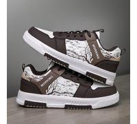 scarpi sportivi basse con lacci da uomo, in stile moda, con stampe casuali a contrasto di lettere e toppe, scarpe sportive casual e comode per il tempo libero, adatte per teenager EUR36,EUR37,EUR38,EU