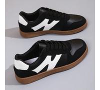 scarpi sportivi casual da donna, scarpe di tela alla moda multifunzionali e piatte, con suola in gomma antiscivolo, allacciate e punta tonda, colore bicolore nero e kaki, taglie dalla 36 alla 41 CN36,