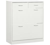 Scarpiera 12 Paia 2 Ante a Ribalta 2 Cassetti 80x30x91.5 cm Bianco DecHome