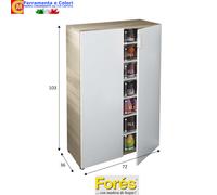 Scarpiera 2 Ante + 6 Ripiani MAXI Rovere Bianco Mobile Porta scarpe Multiuso