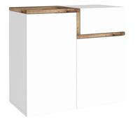 Scarpiera 2 Ante Battenti 1 Antina a Ribalta 80x40x80,1 cm Zet Bianco Lucido e Acero Pereira