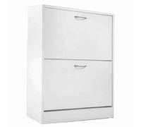 Scarpiera 2 Ante Ripiani Doppia Profondita in Melamina 60x24x83cm Colore Bianco