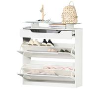 Scarpiera 2 Cassetti 1 Ripiano 16 Paia 89x23x96 cm in MDF Bianco Lucido